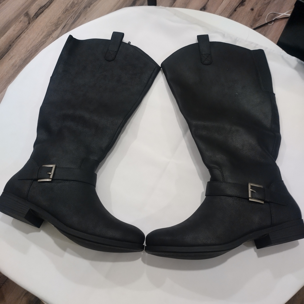Women's Slouchy Knee High Boots Comfortable Wide Calf Platform Flat Tall Boot9.5